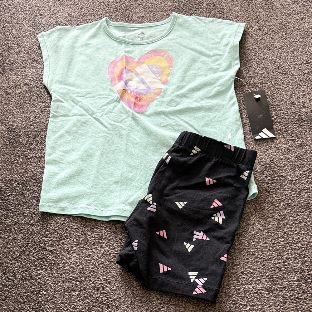 Under Armour Girls 2 Piece Outfit Set Size 6X Pink Shirt & Shorts NWT